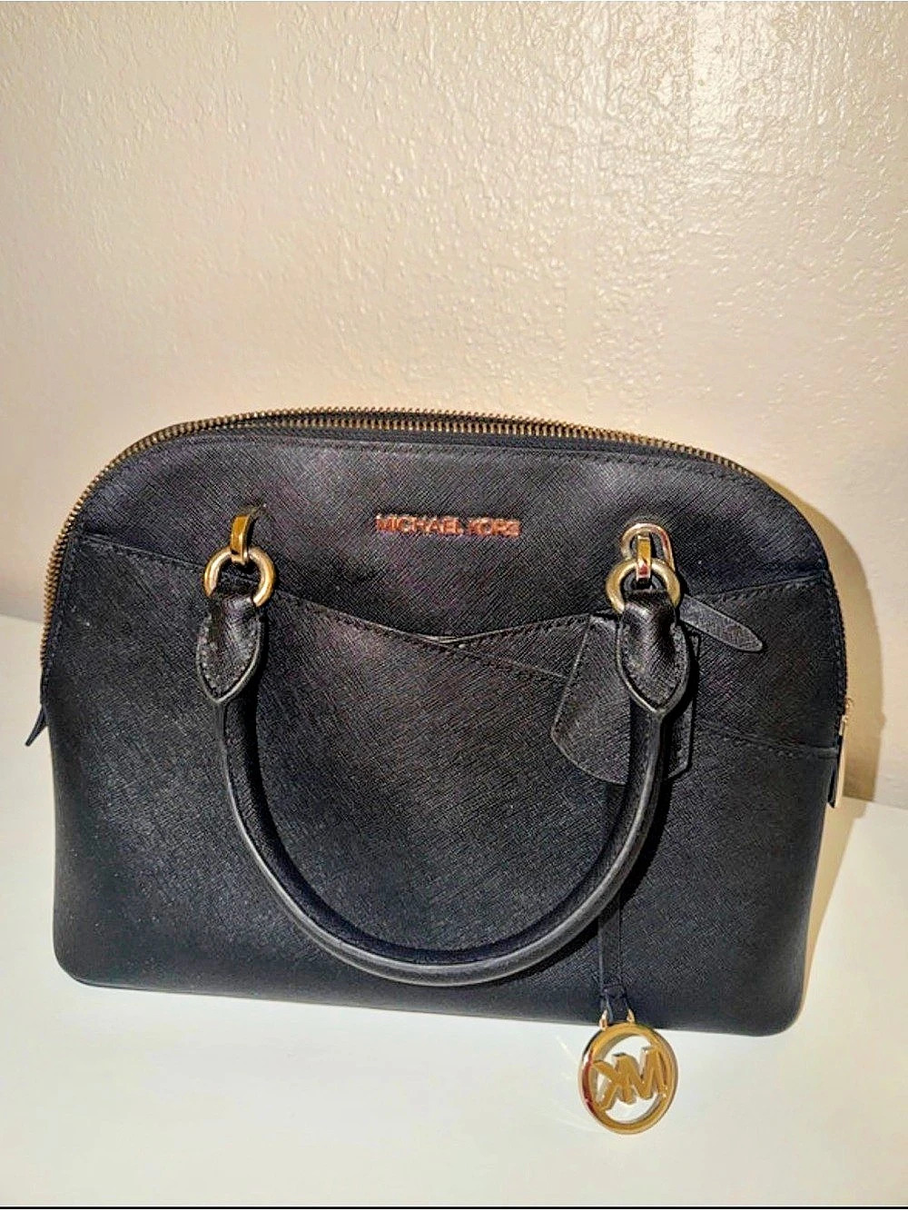 Michael Kors Leather Dome Satchel Black